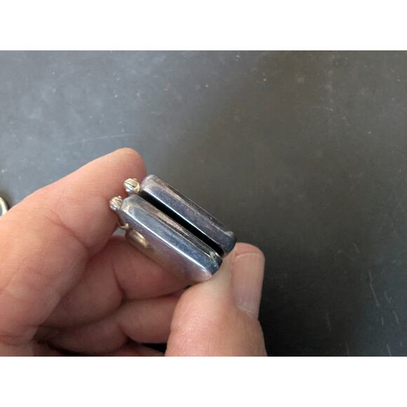 Vintage Edgy 925 Sterling Silver Wedge Hoop Earrings - Picture 6 of 6